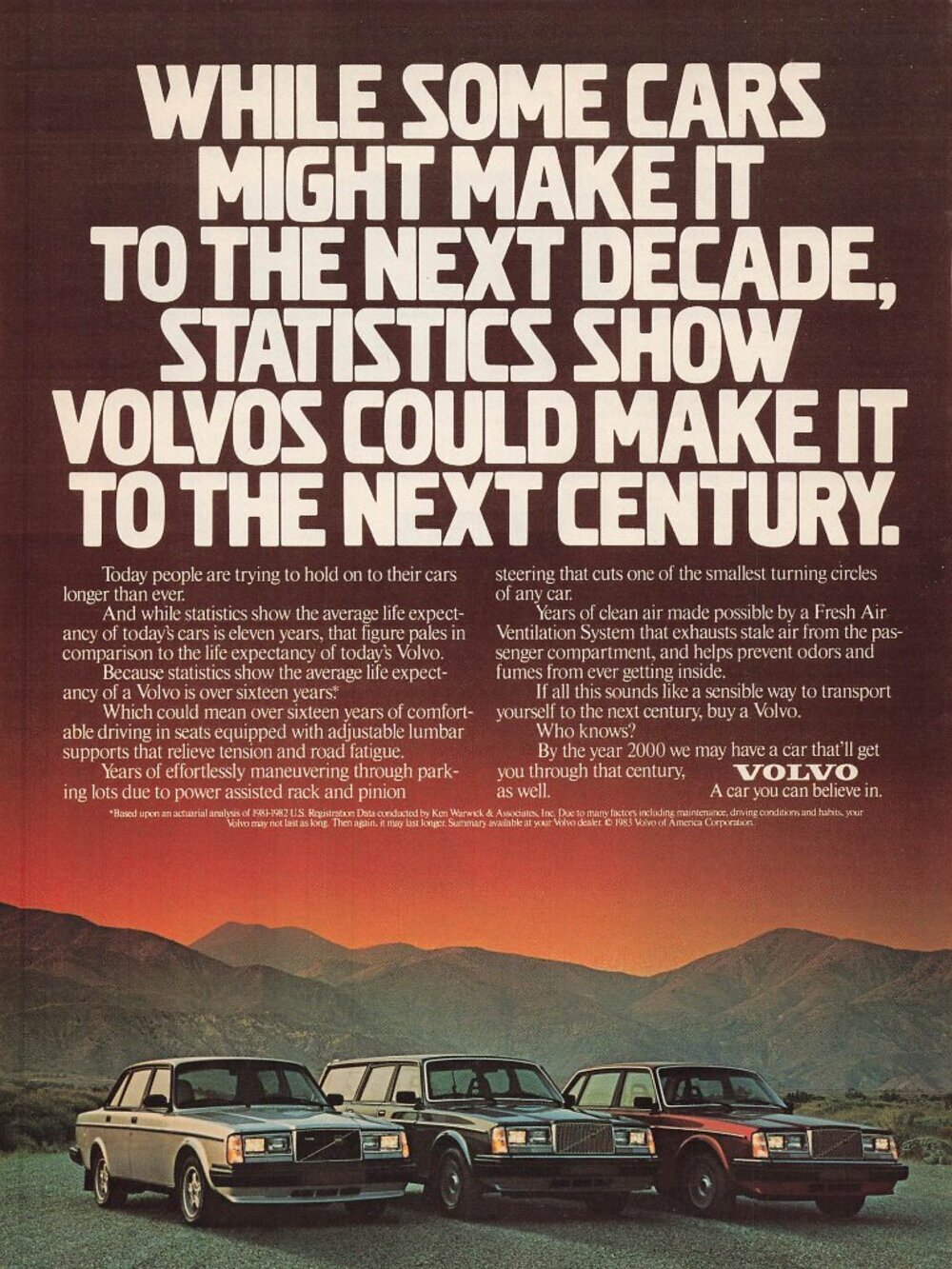1983 Volvo Vintage Print Ad Make It To Next Century Mountain Landscape Car You C